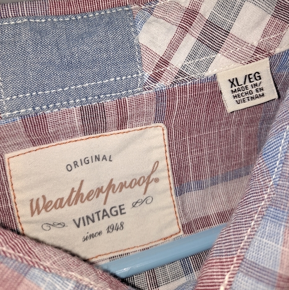 Weatherproof Vintage short sleeve button up collar shirt plaid size XL - Picture 10 of 14